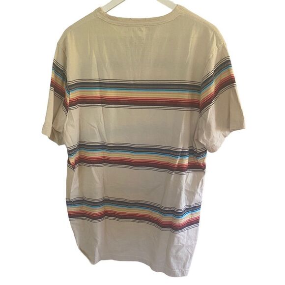 The Rail Men’s short sleeve T-shirt cream striped distressed neck line XXL - Picture 3 of 5